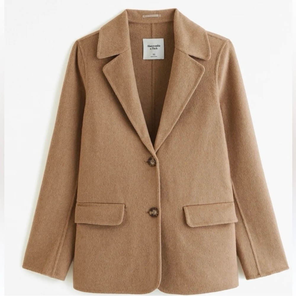 A&F Double-Cloth Wool-Blend Blazer Coat size large